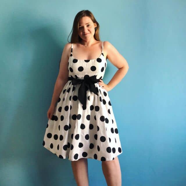 Here’s my entry for the #sewmashup challenge organised by the lovely ladies @secret_life_of_a_seamstress and @cath_craft 

I wasn’t going to enter as I didn’t have anything particular in mind and didn’t think I’m have much time to sew. But then I saw this tent-like polka dot dress on sale in M&S and loved the fabric so much, I bought it. It was basically 4 big panels of fabric, so I managed to cut out this sundress out of it! 

The bodice is a hacked @sewoveritlondon #SOIBettyDress - I used my final toile, put it on and just drew the new neckline on myself  kind of tracing around my bra line. Not a very scientific approach, but worked for me! 😅 You can see it in the last pic.

I combined it with my favourite @burda_style pleated skirt from a shirtdress from the 01/2010 issue.
And I used the tie from the Closet Core Elodie wrap dress, as I like how it gets wider at the end.

The original dress was fully lined, so I could use the lining to line mine too. The fabric is a cotton linen mix, so it has a bit of structure, which suits the pleats well.